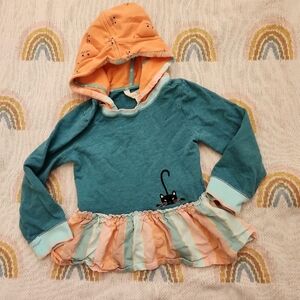 Matilda Jane Teal and Orange Size 4 Or 4t Cat Hoodie Smocked Brand